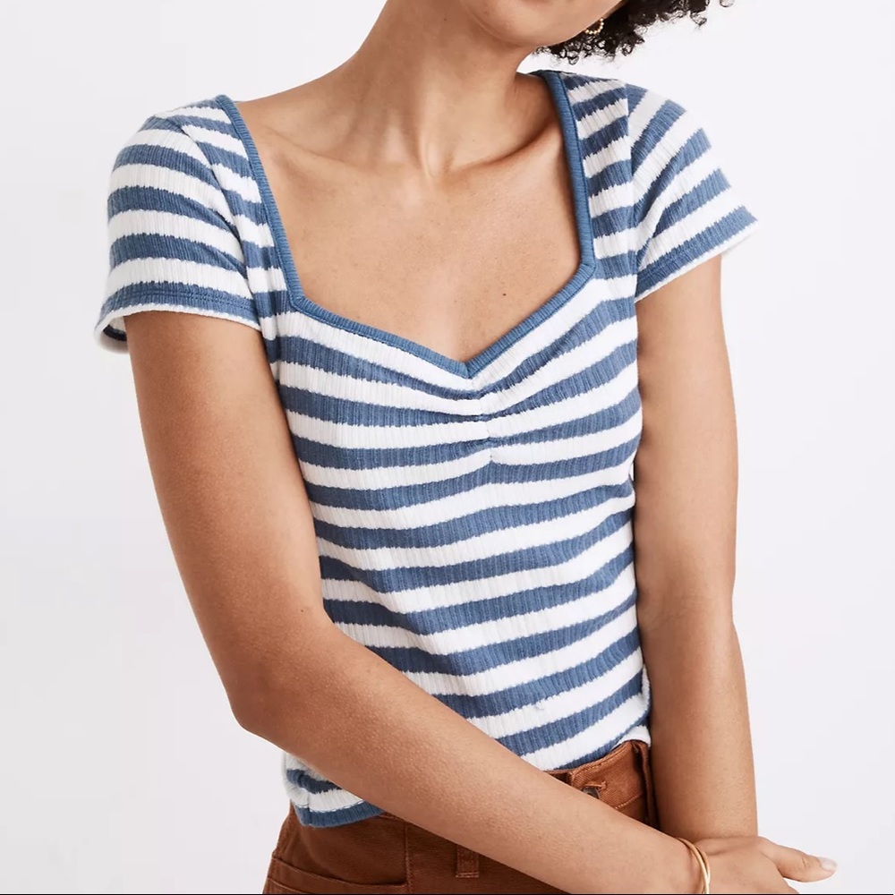 Striped Blue and White Women's Top